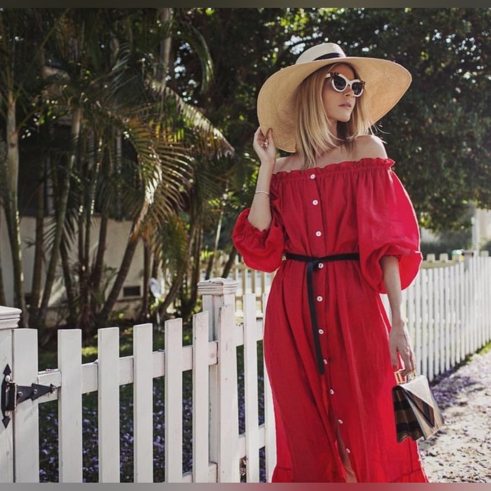 Sleeper 100% silk red lounge dress, one size